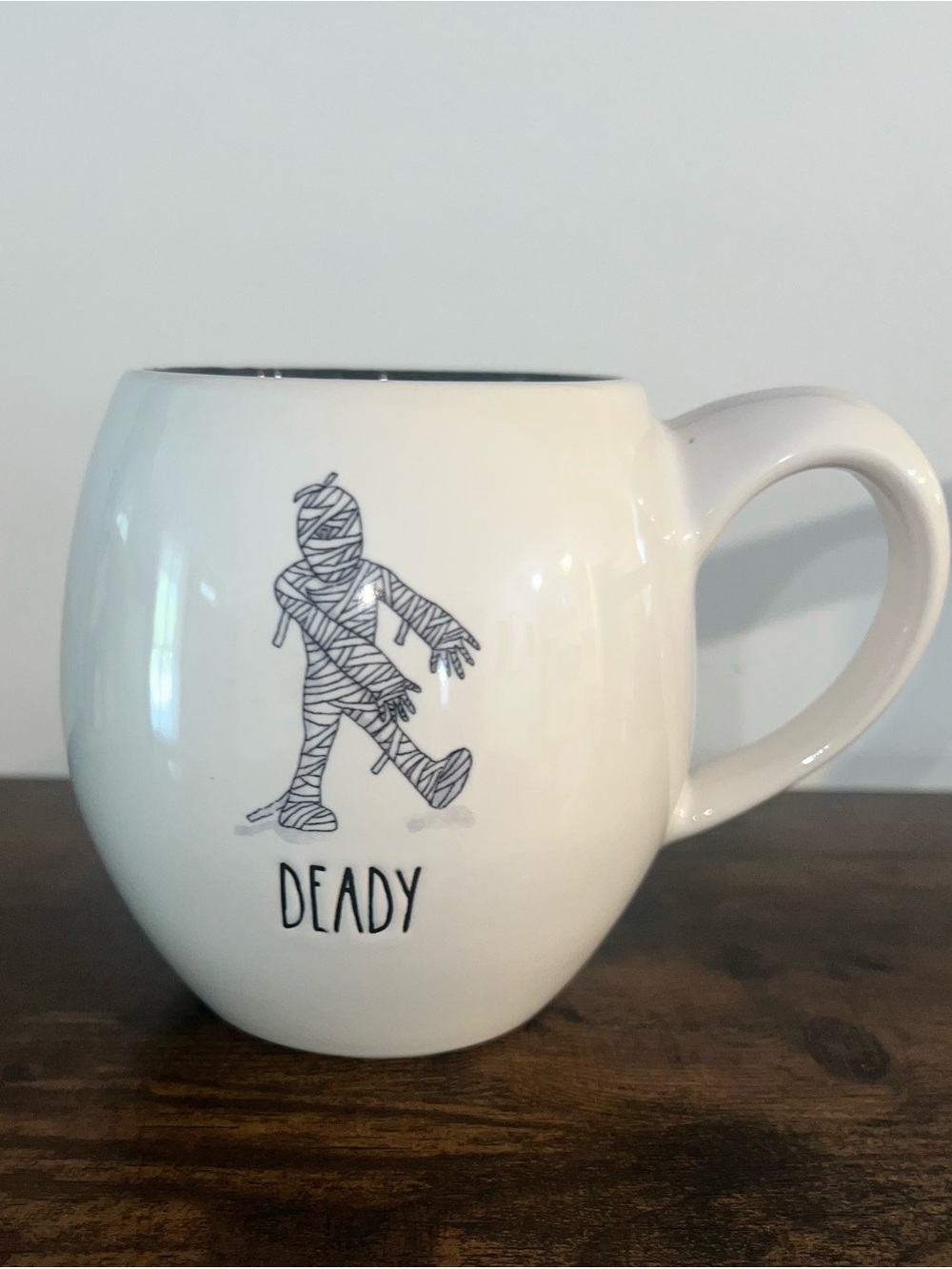 Rae Dunn Halloween White 'Deady' Mummy Ceramic Accent Mug